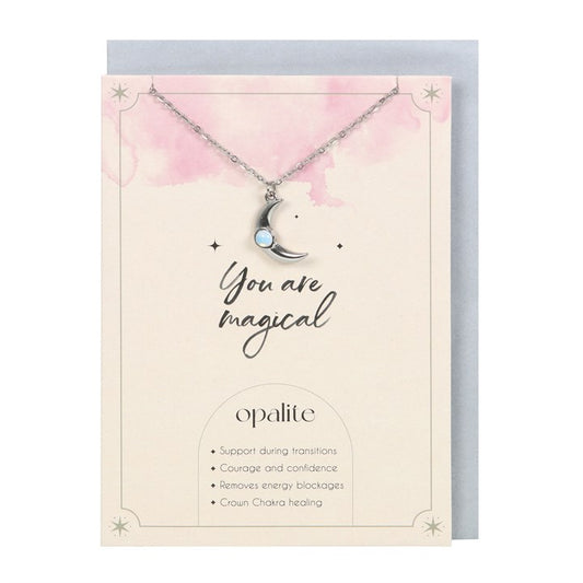 Opalite Moon Necklace Greetings Card