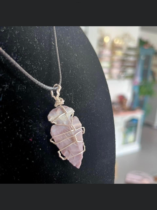 Wire Wrapped Purple Jasper Arrow Head Necklace (By Jem)