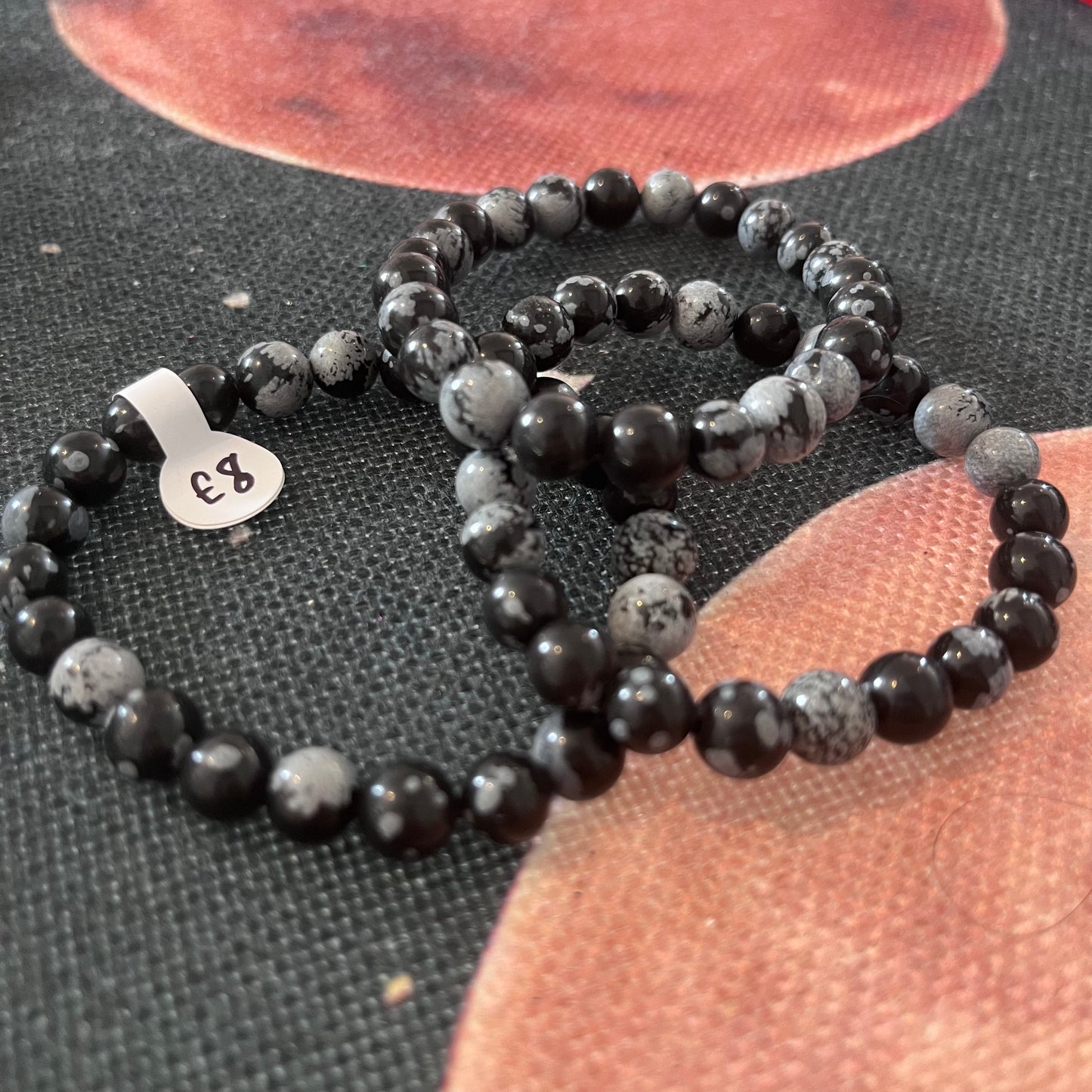 Snowflake Obsidian Bracelet (8mm)