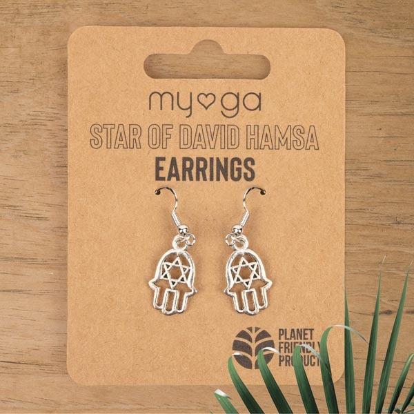 Hamsa & Star of David Earrings (Zinc Alloy)