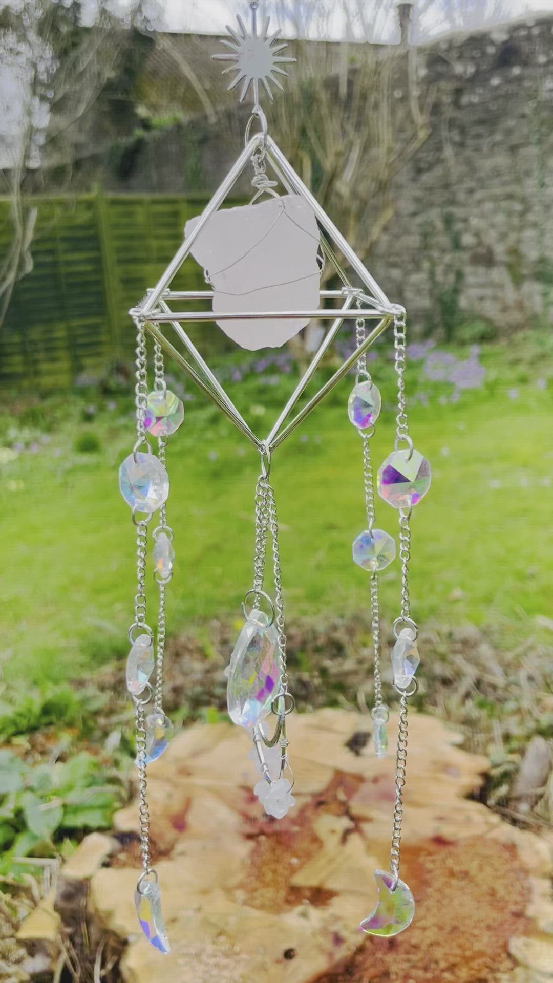 Rose good Quartz Crystal Suncatcher