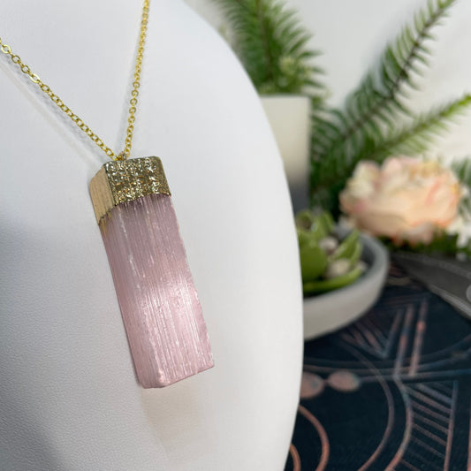 Pink (dyed) Satin Spar 'Selenite' Necklace