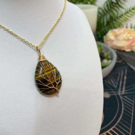 Tiger Eye Tree of Life Necklace