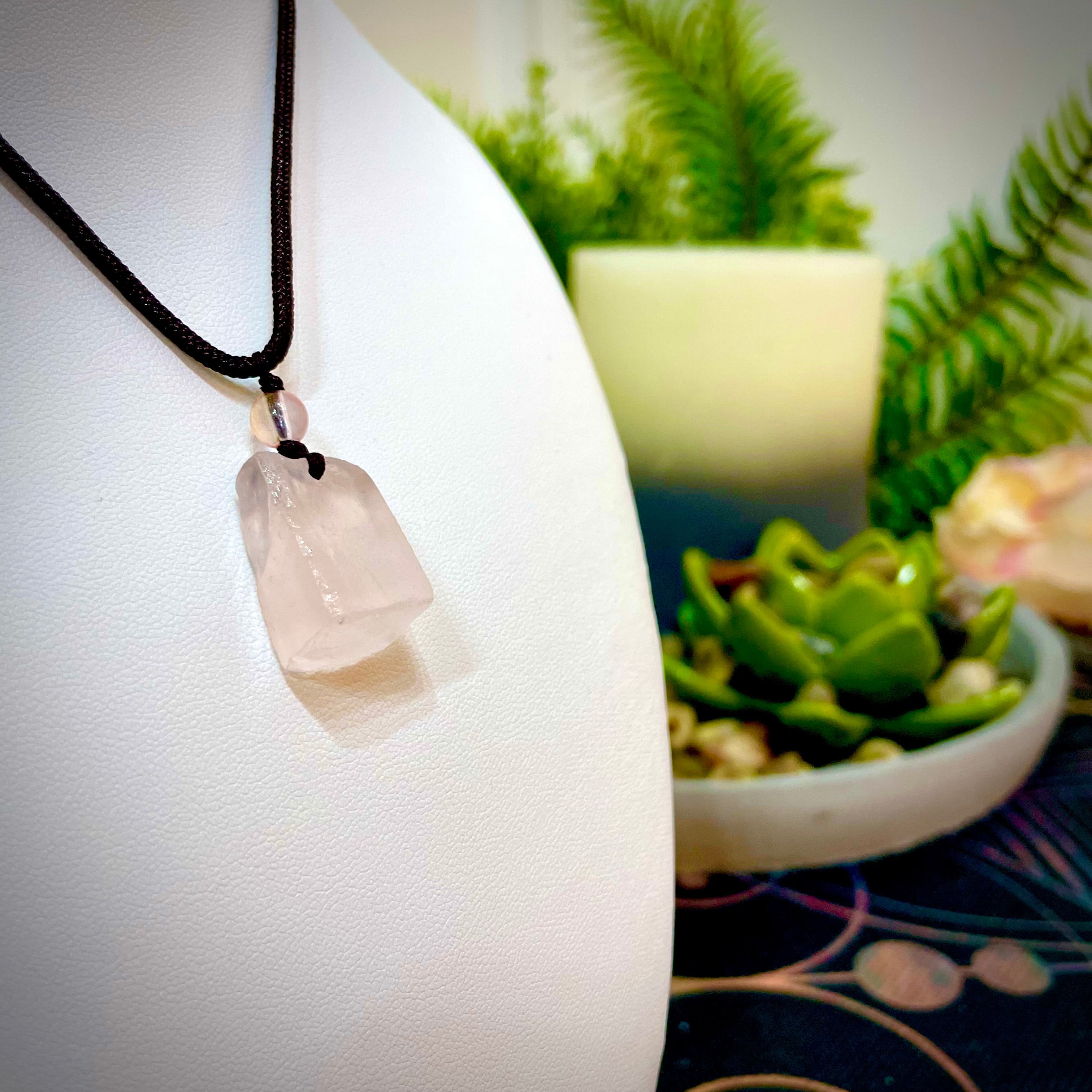 Raw rose hot sale quartz necklace