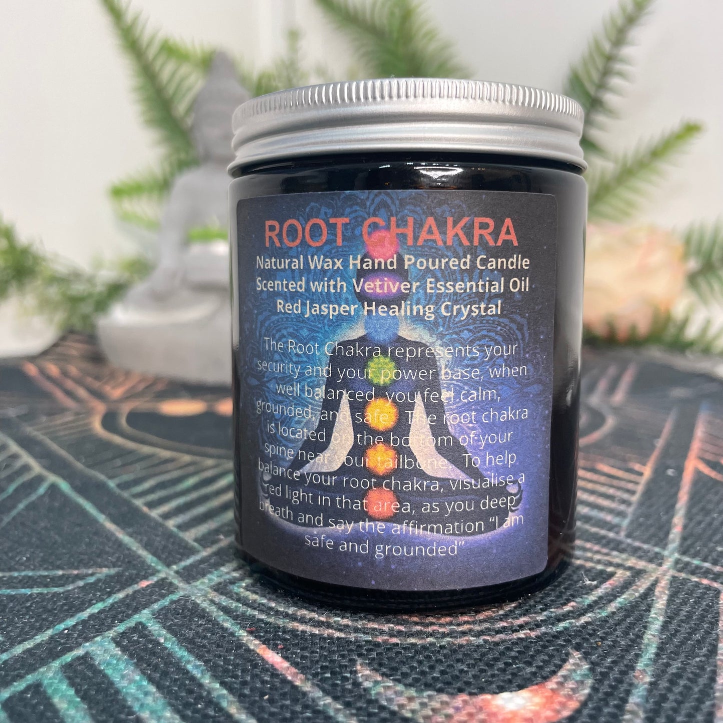 Root Chakra Crystal Candle