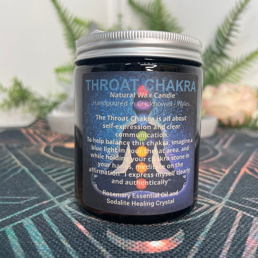 Throat Chakra Crystal Candle